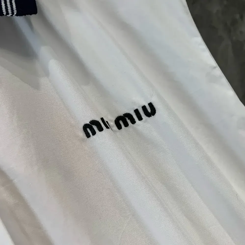 Miu Miu Poplin Midi for Women in dress with Embroidered Logo Miu Miu Poplin Midi for Women in dress with Embroidered Logo
