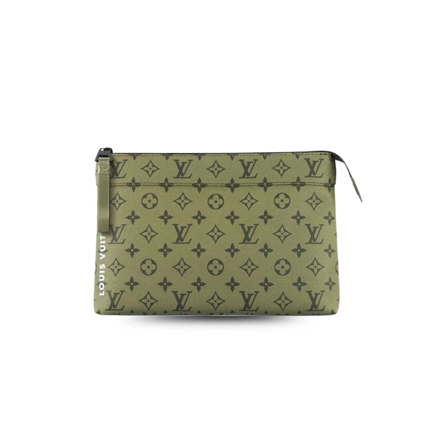 Louis Vuitton Pochette Voyage Souple Pouch in Khaki Green Black Hardware Louis Vuitton Pochette Voyage Souple Pouch in Khaki Green Black Hardware