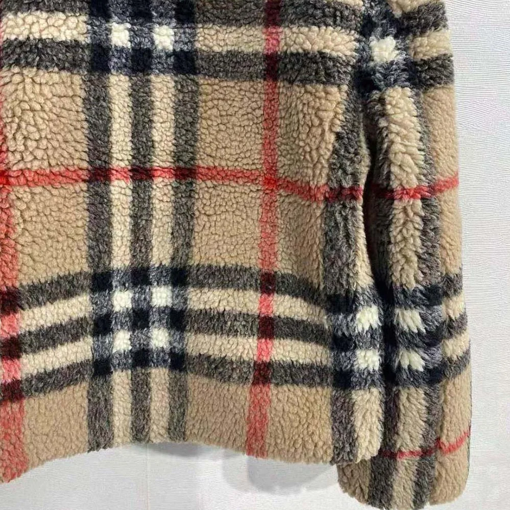 Burberry Check Fleece Hooded Jacket for Men