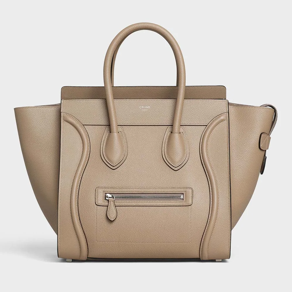 Celine Mini Luggage Handbag in Baby Drummed Calfskin for Women in Sandy
