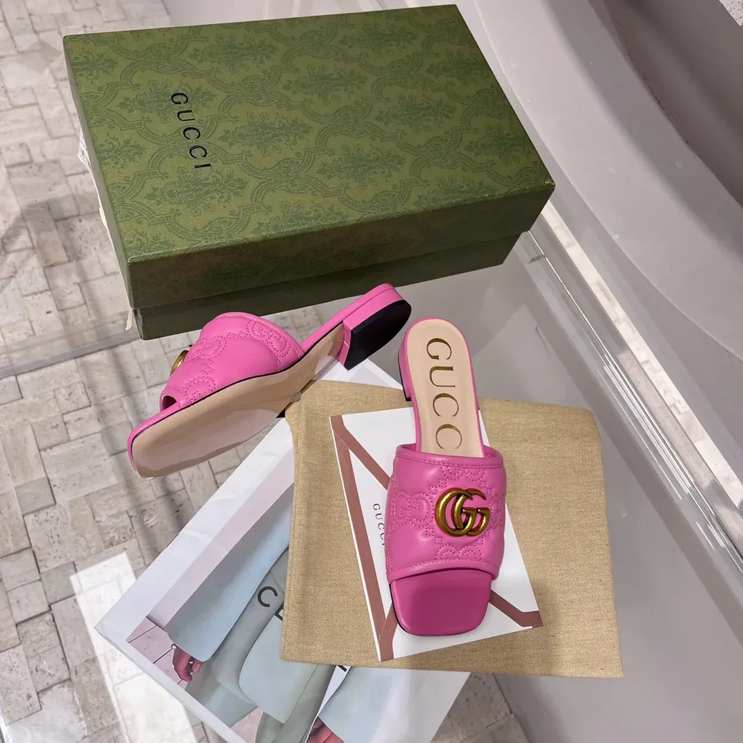 Gucci Slide Sandal With Double G Pink for Women