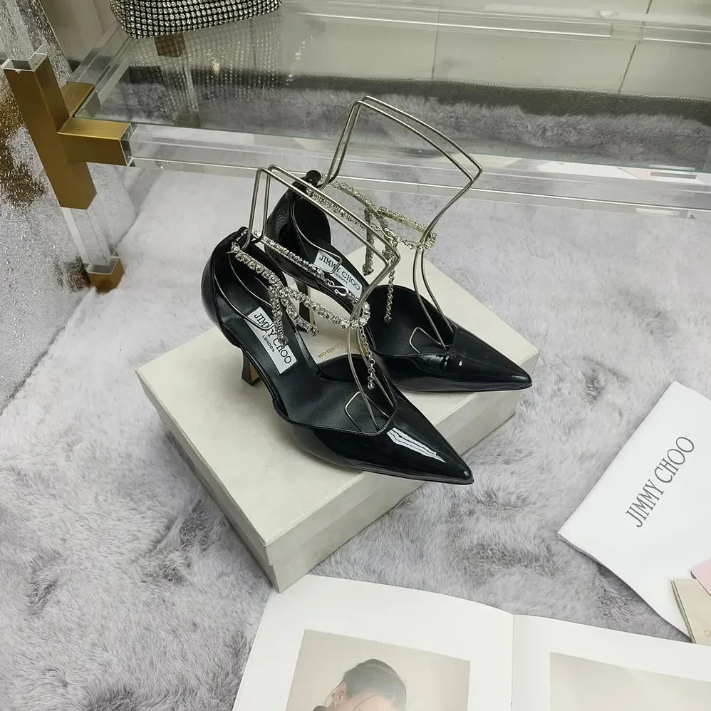 Jimmy Choo Stevie 100 Black Patent Leather Pumps for Women