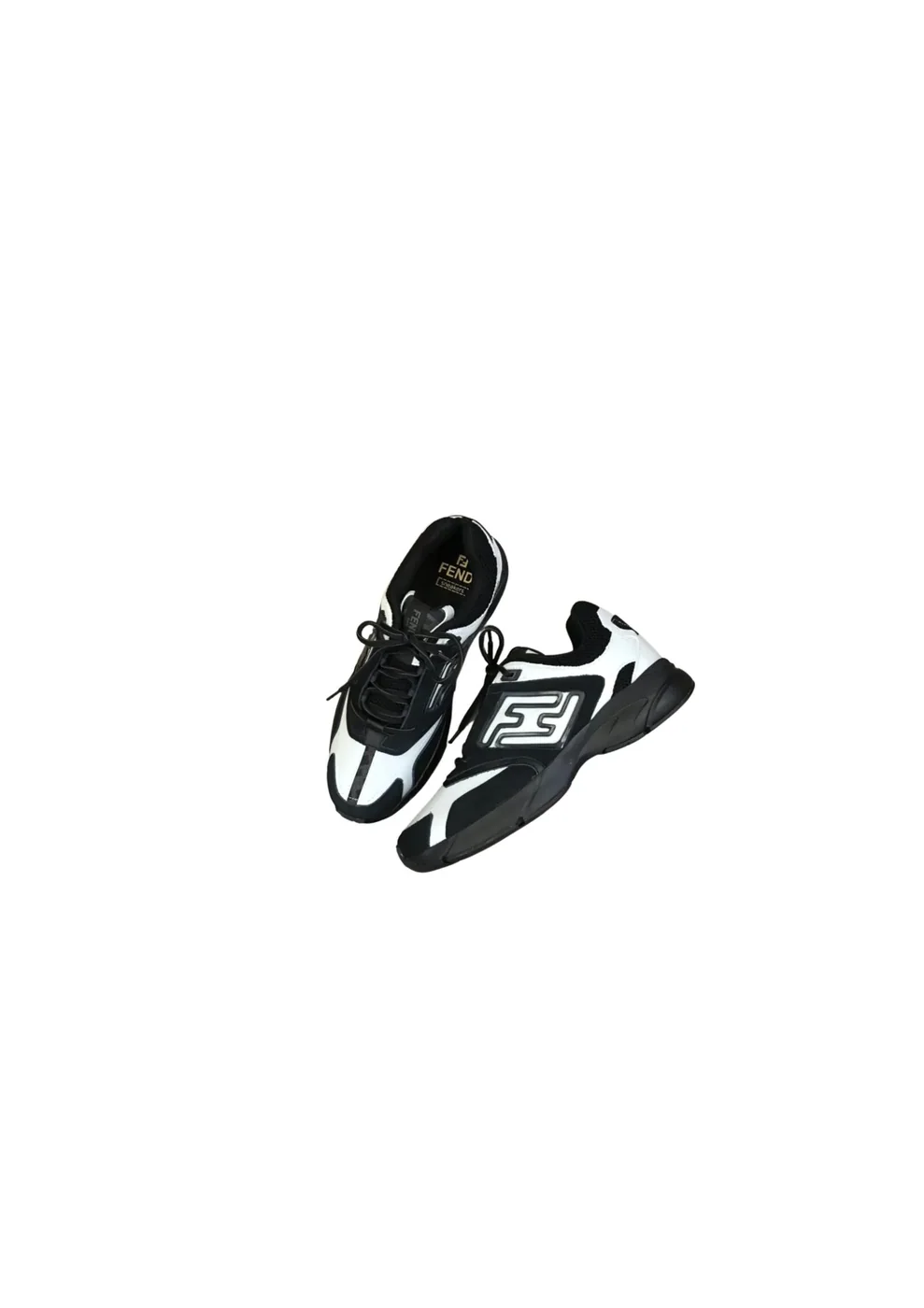 FD Fendi Faster Trainers Sneakers Black And White FD Fendi Faster Trainers Sneakers Black And White