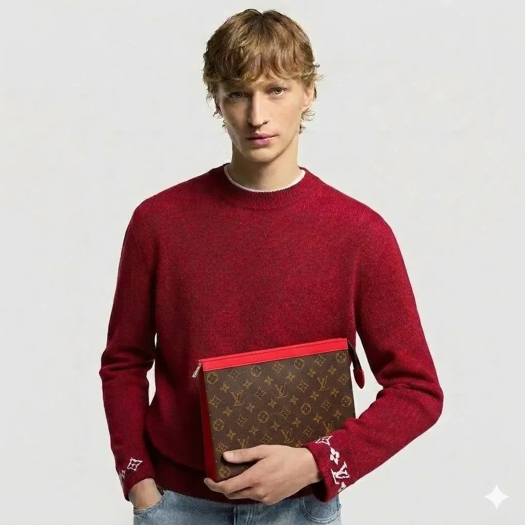 Louis Vuitton Pochette Voyage MM Pouch in Red Silver Hardware Louis Vuitton Pochette Voyage MM Pouch in Red Silver Hardware