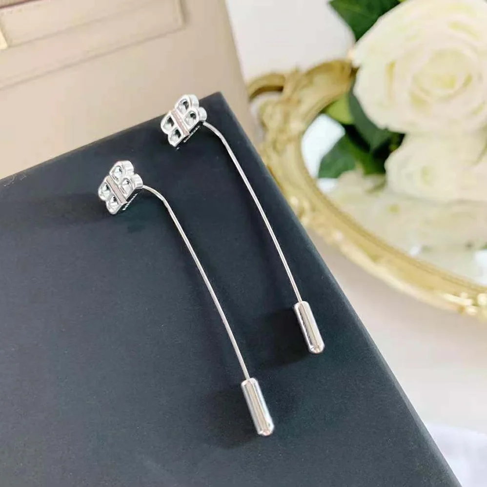 Balenciaga Pin BB Earrings in Palladium Brass and Bronze for Women Balenciaga Pin BB Earrings in Palladium Brass and Bronze for Women