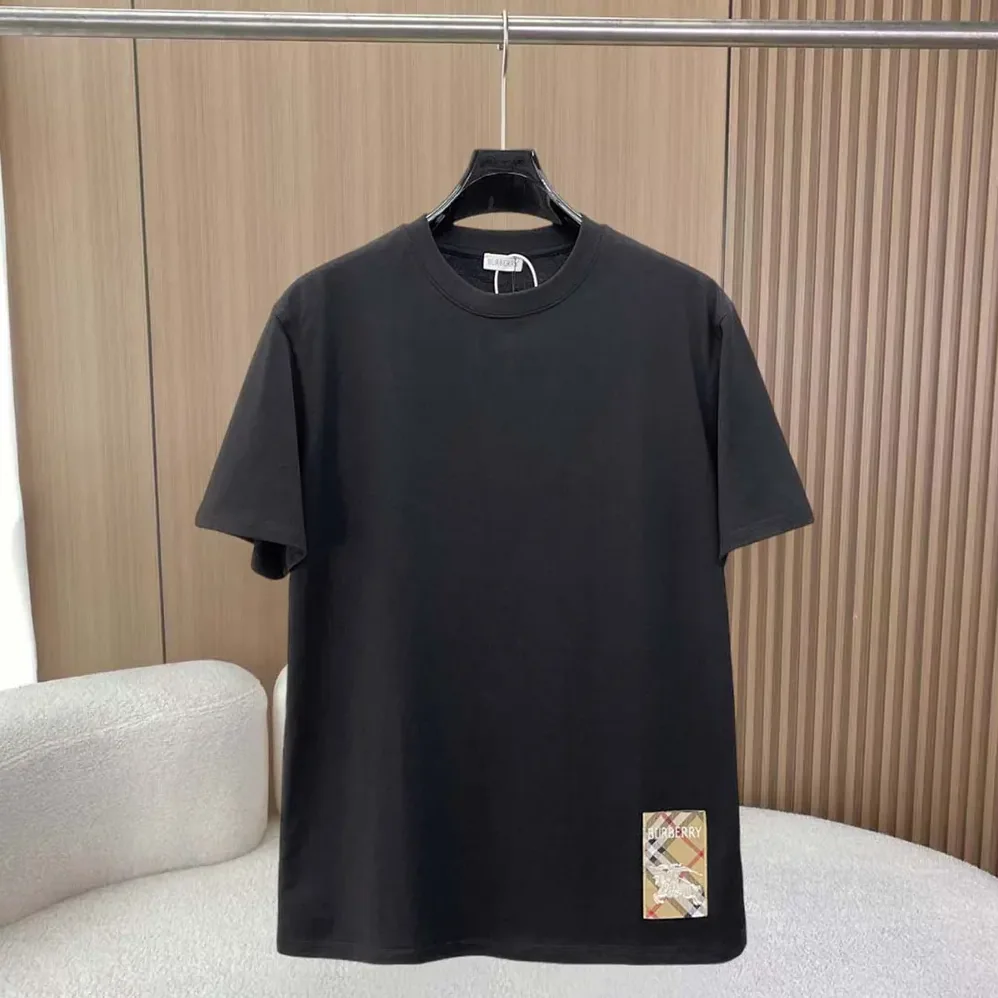 Burberry Check Label Cotton T-shirt for Women in Black