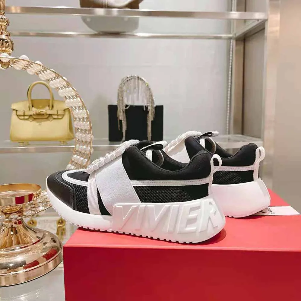 Roger Vivier Viv Go Rhinestone Buckle Sneakers in Technical Fabrics for Women in Black