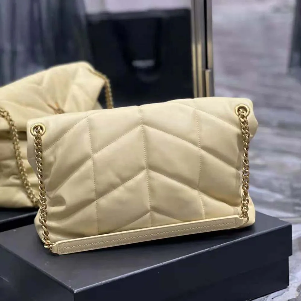 Saint Laurent YSL Puffer Medium Chain Bag in Quilted Lambskin for Women in Gold Saint Laurent YSL Puffer Medium Chain Bag in Quilted Lambskin for Women in Gold
