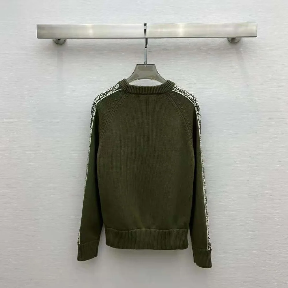 Dior Sweater with Dior Oblique Inserts Khaki Cotton Jersey for Men