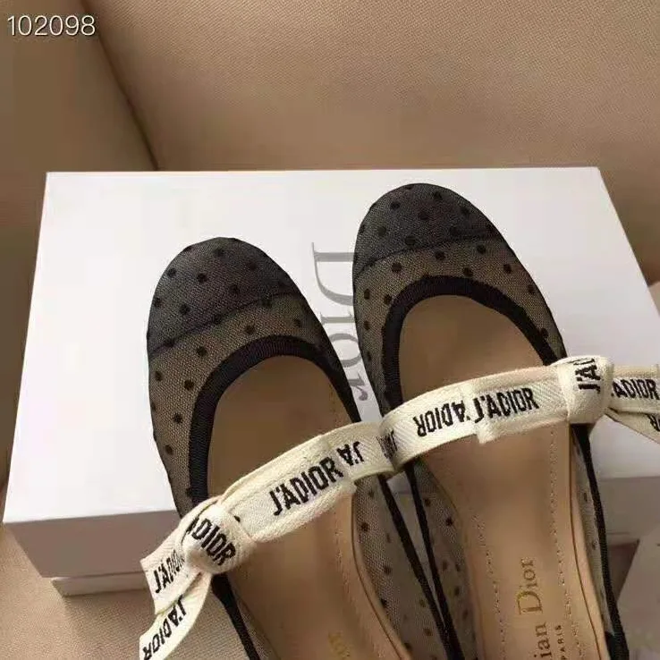 Dior Miss J'Adior Dotted Swiss Tulle Ballet Pump for Women in Black Dior Miss J'Adior Dotted Swiss Tulle Ballet Pump for Women in Black