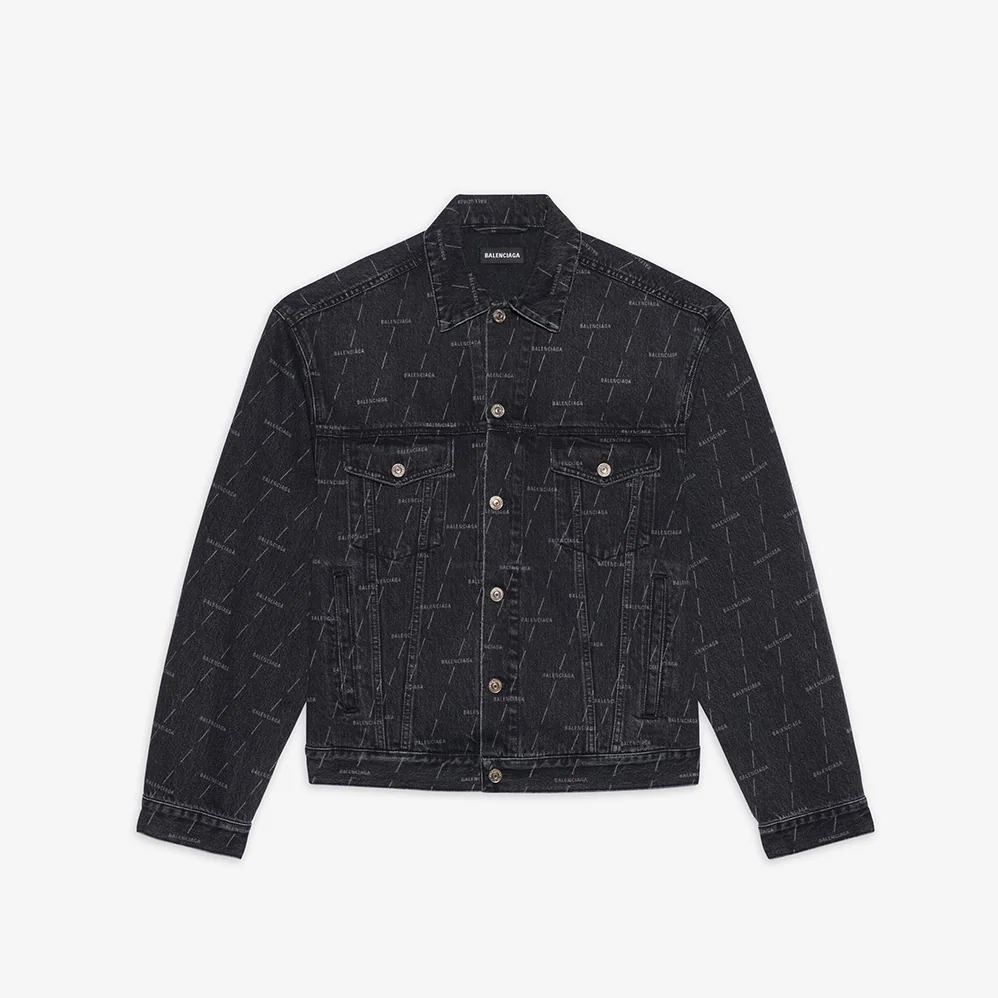 Balenciaga Large Fit Jacket in Stonewashed Black Lasered Denim for Women Balenciaga Large Fit Jacket in Stonewashed Black Lasered Denim for Women