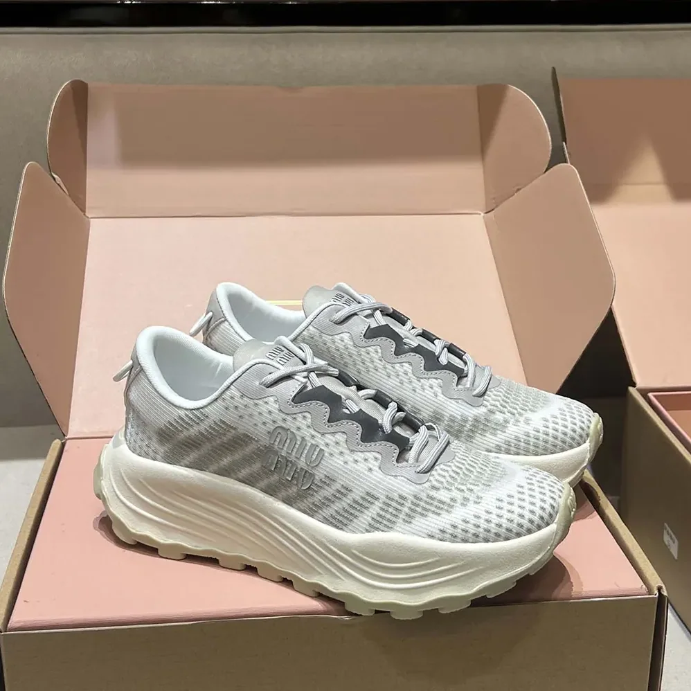 Miu Miu Technical Fabric Sneakers for Women in Silver Miu Miu Technical Fabric Sneakers for Women in Silver