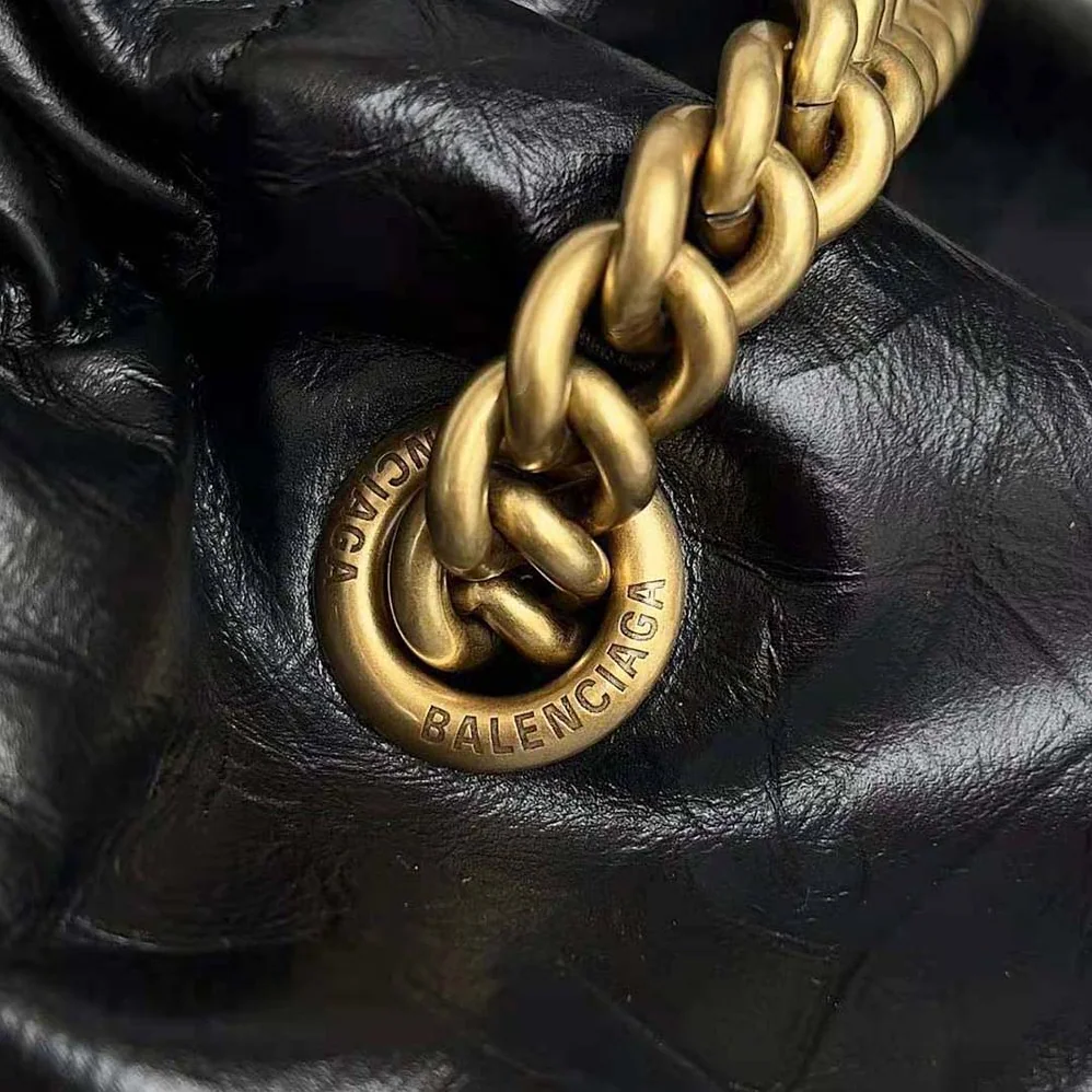 Balenciaga Crush Small Tote Bag in Black Crushed Calfskin for Women