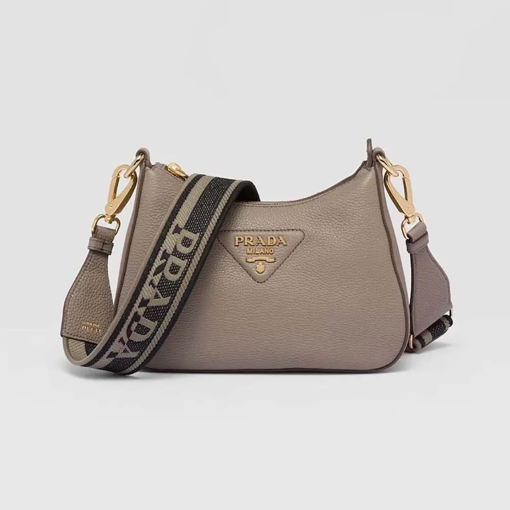 Prada Leather Shoulder Bag for Women in Gray Prada Leather Shoulder Bag for Women in Gray