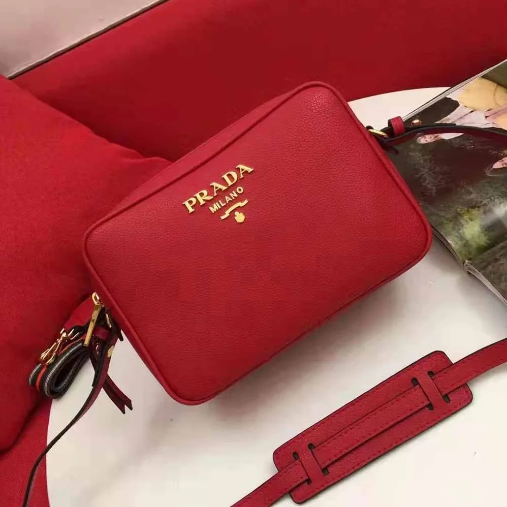 Prada Calf Leather Shoulder Bag for Women in Red