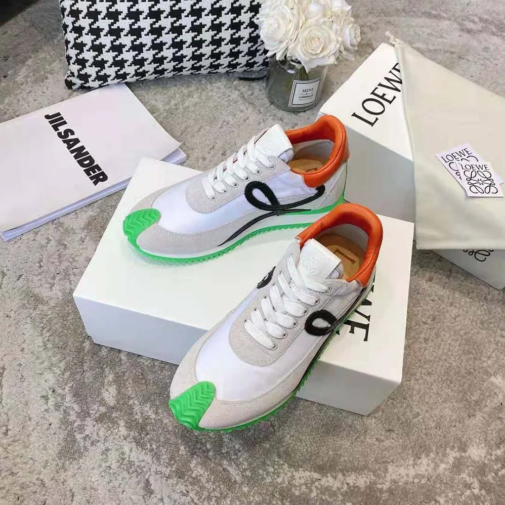 Loewe Flow Runner in Nylon and Suede for Women in Lime Loewe Flow Runner in Nylon and Suede for Women in Lime