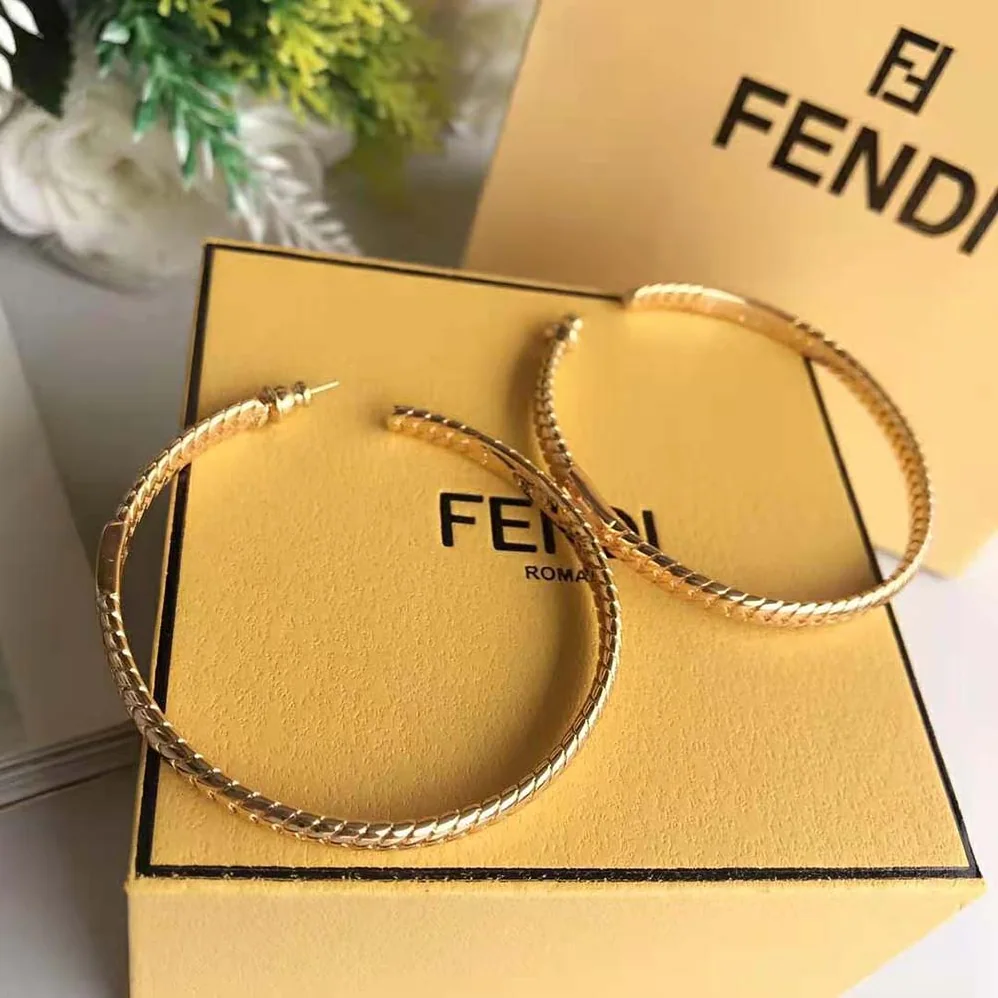 Fendi Baguette Large Earrings Gold for Women in Color Earrings