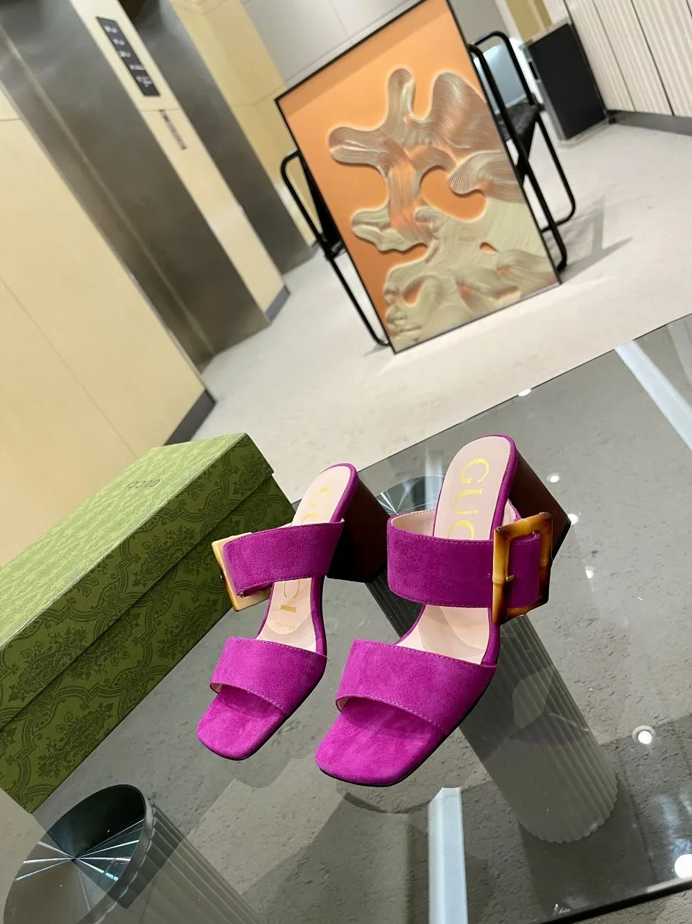 Gucci Sandal With Bamboo Buckle Purple for Women Gucci Sandal With Bamboo Buckle Purple for Women