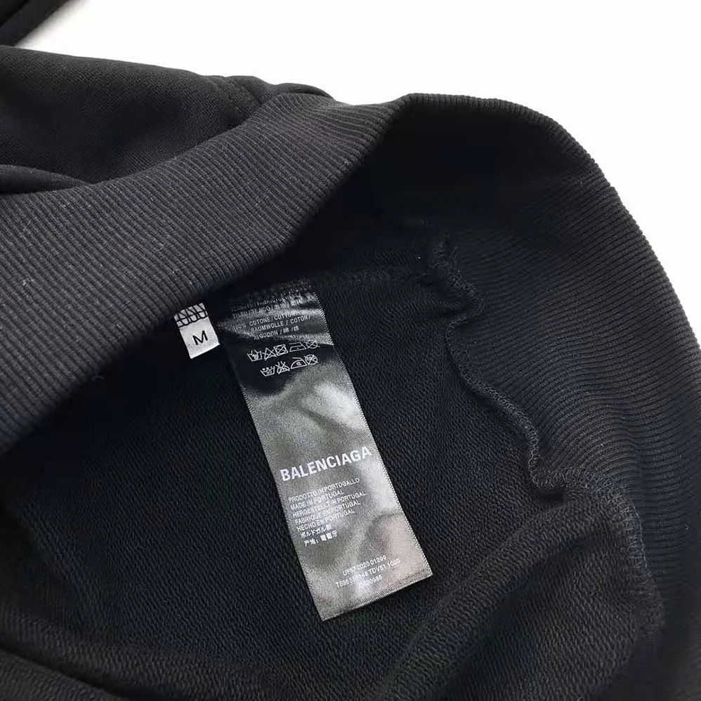 Balenciaga Hoodie Wide Fit in Black Heavy Fleece for Men Balenciaga Hoodie Wide Fit in Black Heavy Fleece for Men