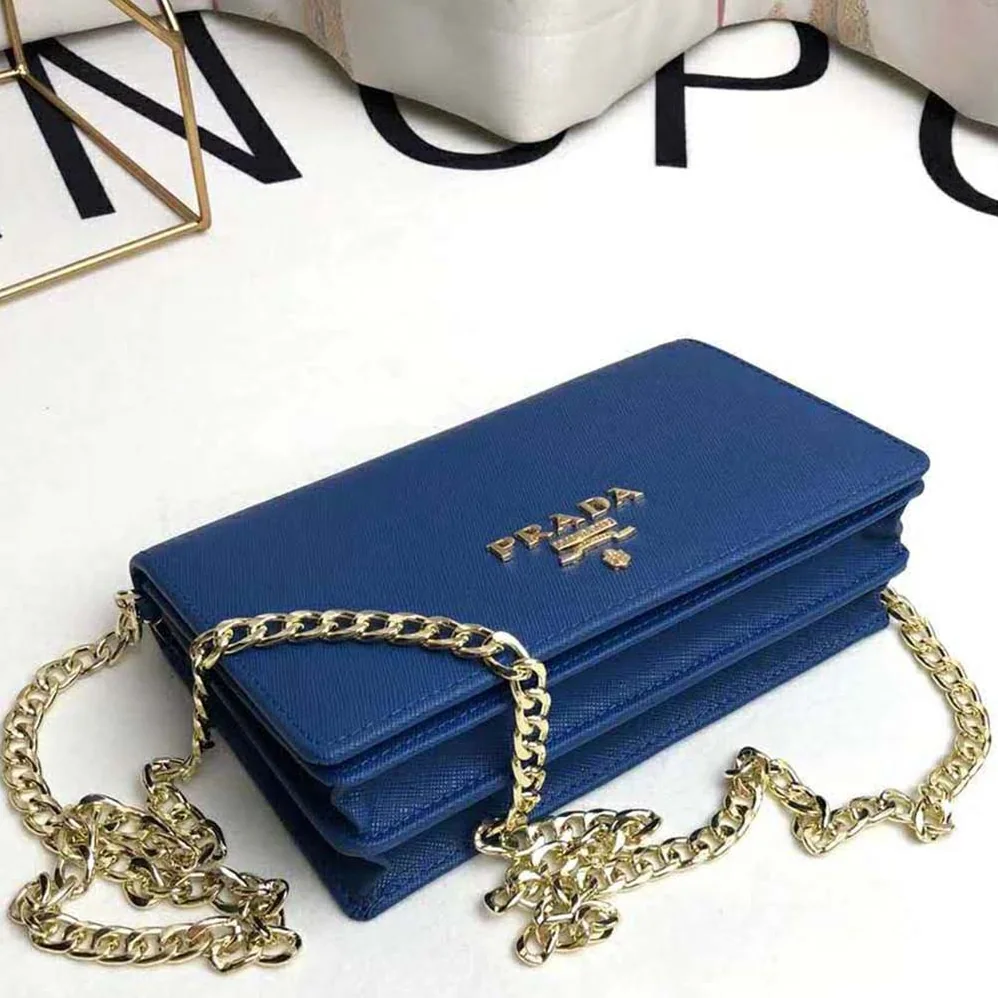 Prada Saffiano Leather Shoulder Bag for Women in Navy Prada Saffiano Leather Shoulder Bag for Women in Navy