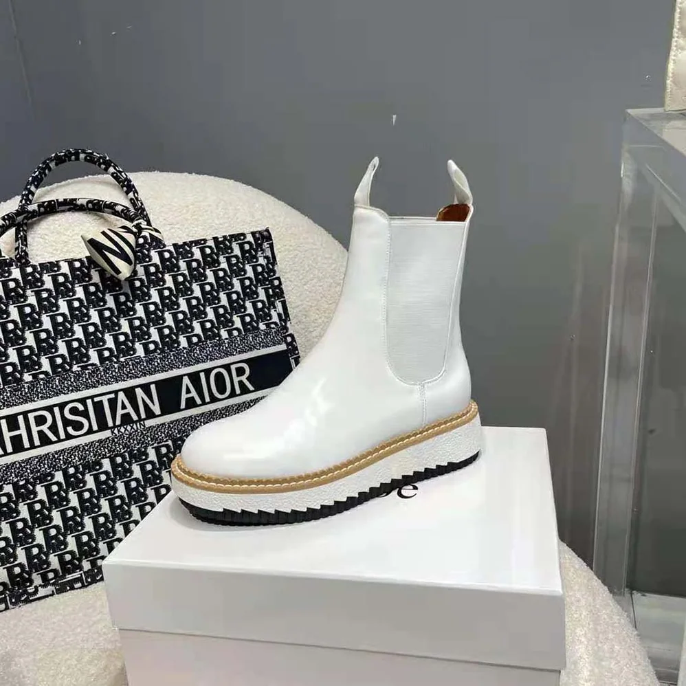 Chloe Kurtys Flat Chelsea Boot for Women in Beige Chloe Kurtys Flat Chelsea Boot for Women in Beige