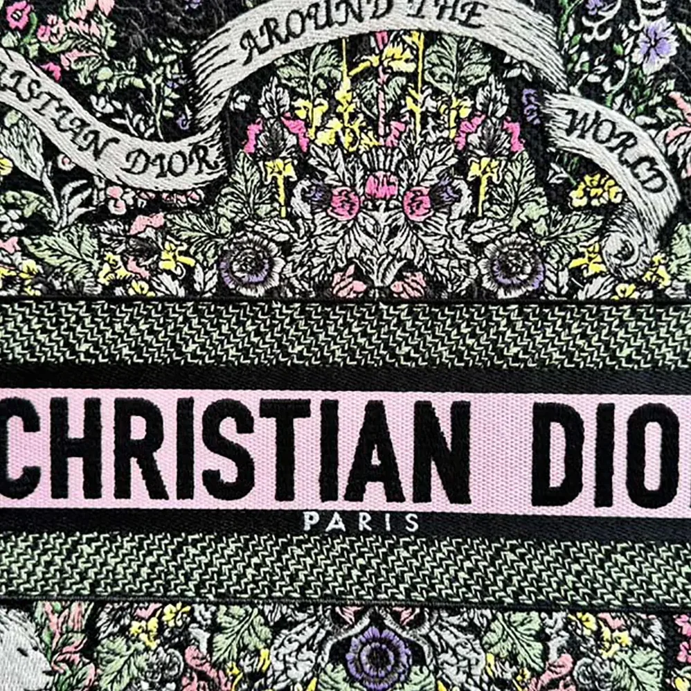 Dior Large Dior Book Tote Black Embroidery for Women
