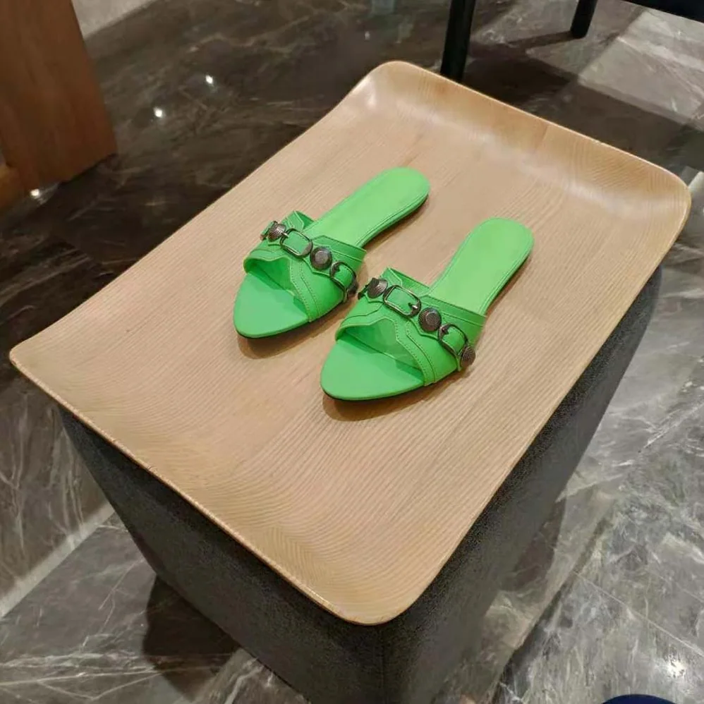 Balenciaga Cagole Sandal in Bright Green Arena Lambskin for Women