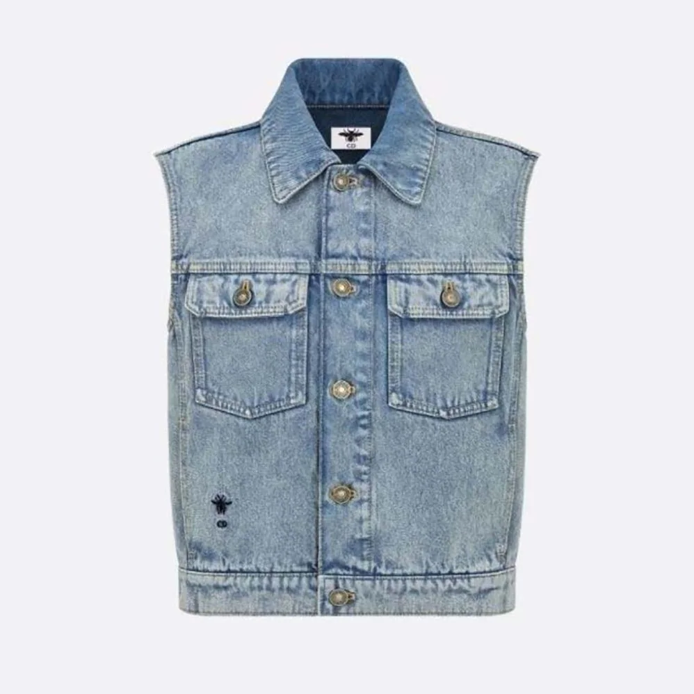 Dior Sleeveless Jacket Blue Cotton Denim for Women Dior Sleeveless Jacket Blue Cotton Denim for Women