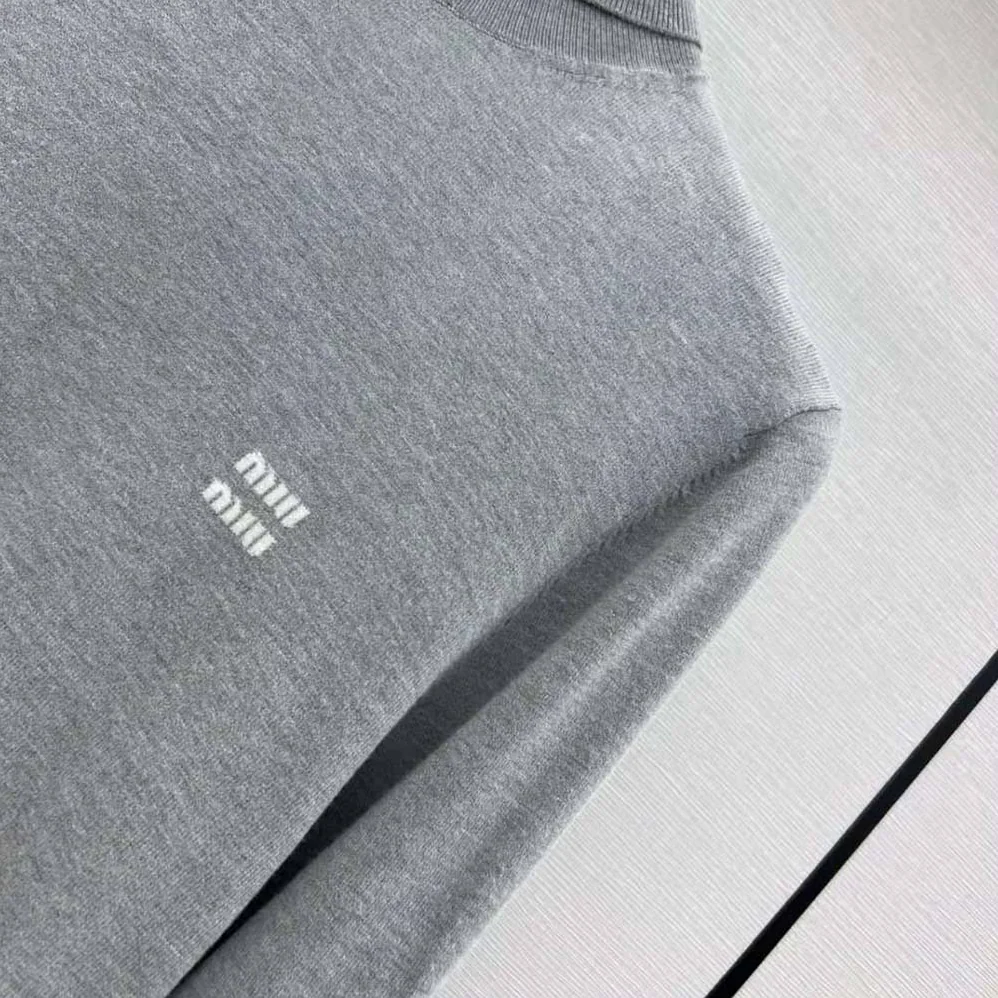 Miu Miu Cashmere and Silk Sweater with Intarsia Logo for Women