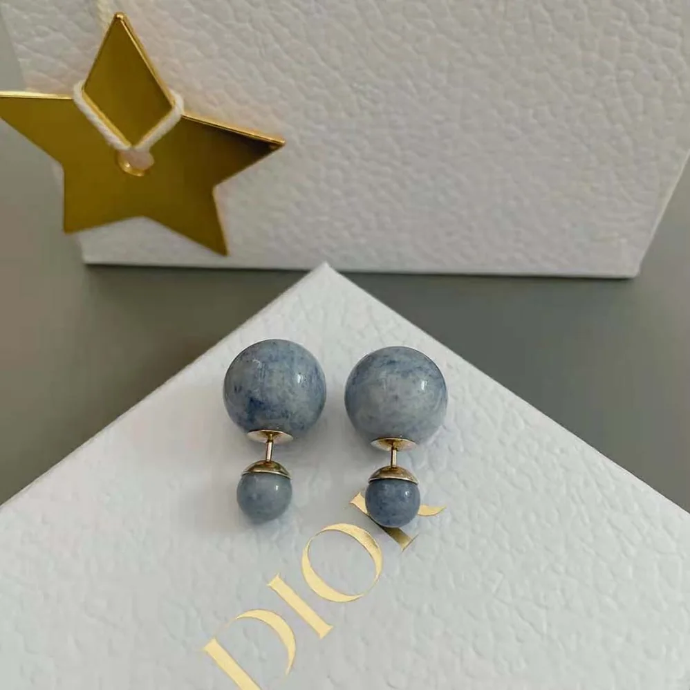 Dior Tribales Earrings Gold-Finish Metal and Blue Stone for Women