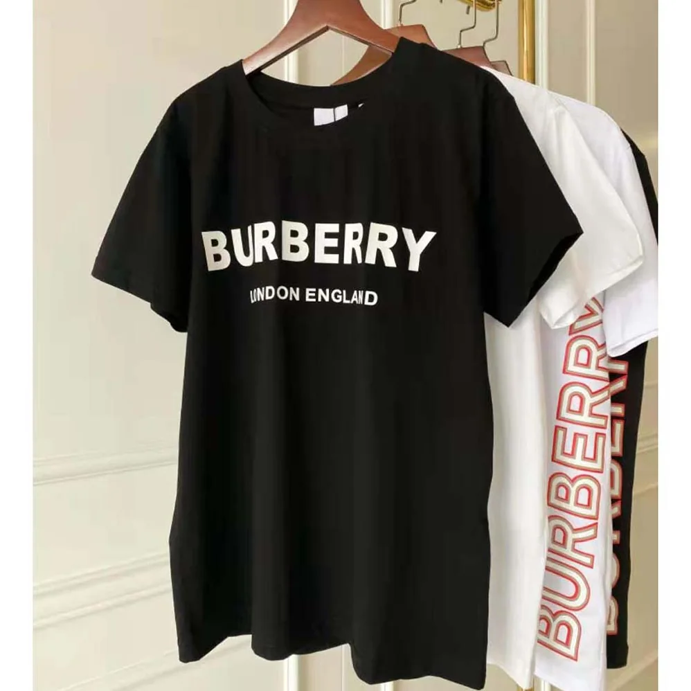 Burberry Logo Print Cotton T-shirt for Men in Black