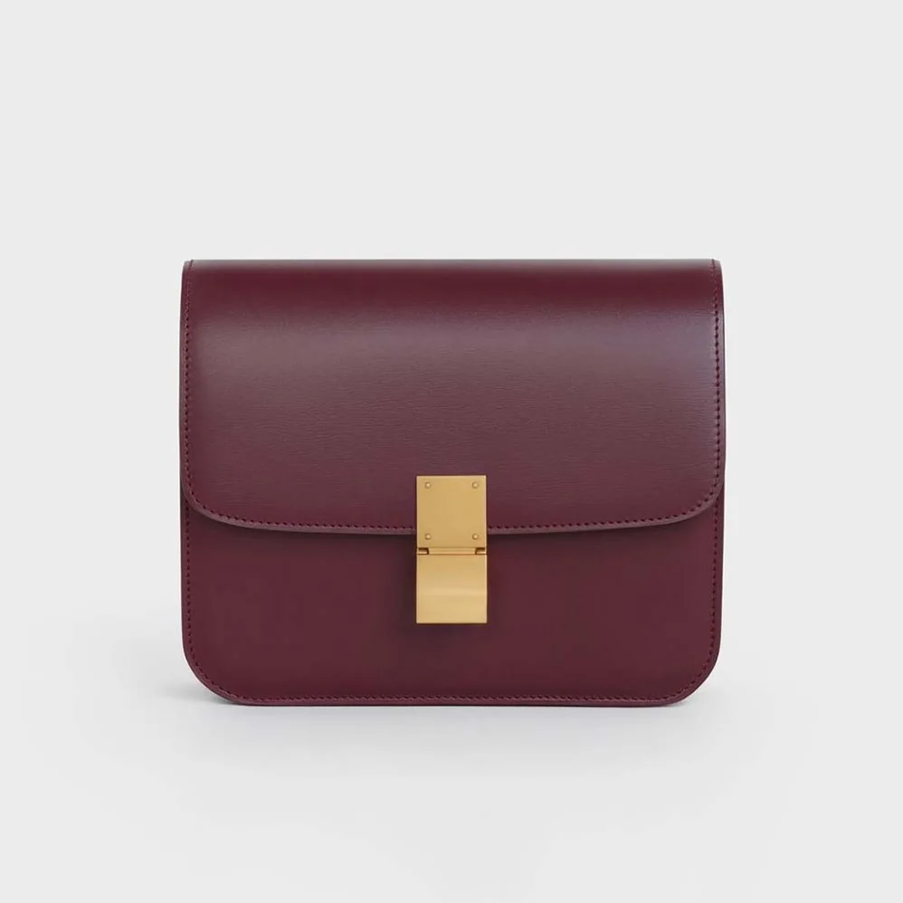Celine Teen Classic Bag in Box Calfskin for Women in Maroon