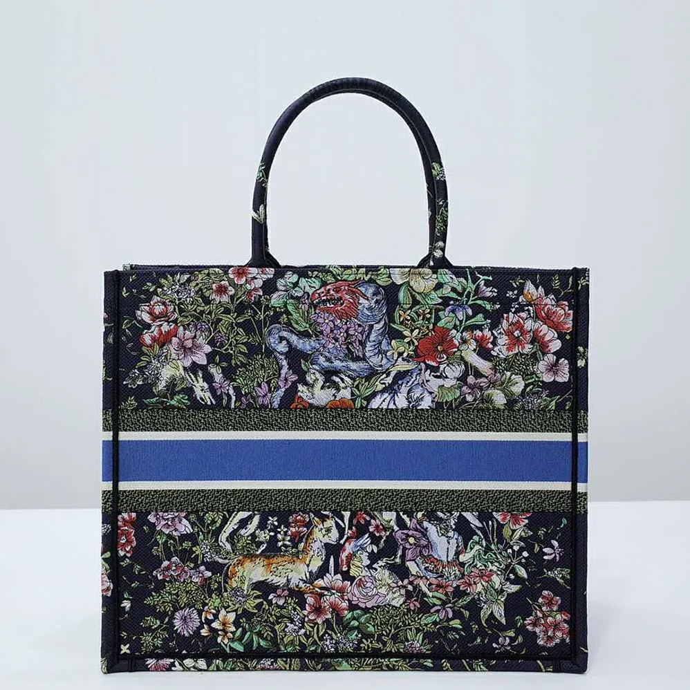 Dior Large Dior Book Tote Blue Multicolor D for Women in Constellation Embroidery