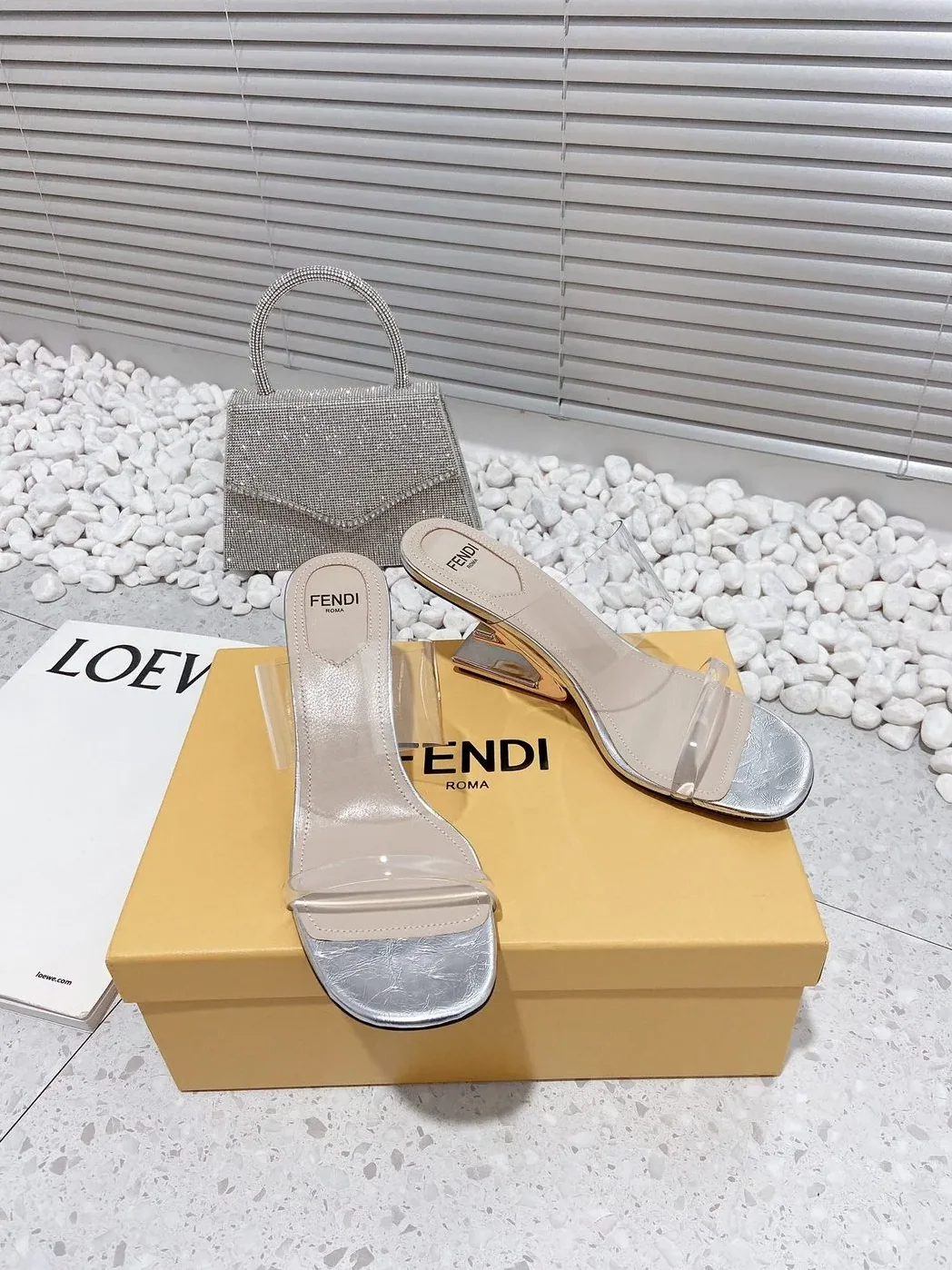 Fendi First Silver Transparent Medium in Heeled Sandals Fendi First Silver Transparent Medium in Heeled Sandals