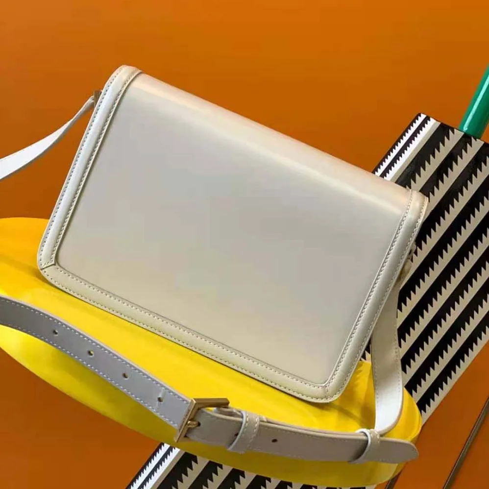 Saint Laurent YSL Solferino Medium Satchel in Box Saint Laurent Leather for Women in White