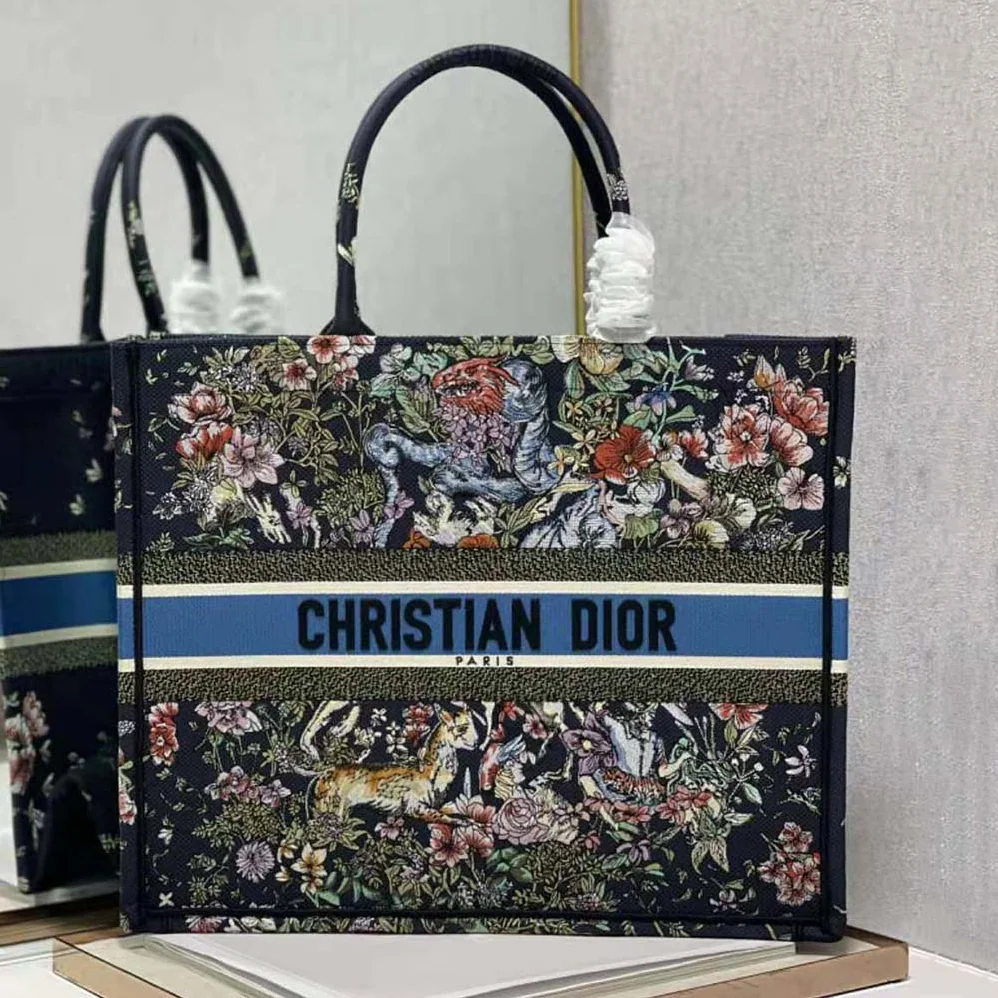 Dior Large Dior Book Tote Blue Multicolor D for Women in Constellation Embroidery