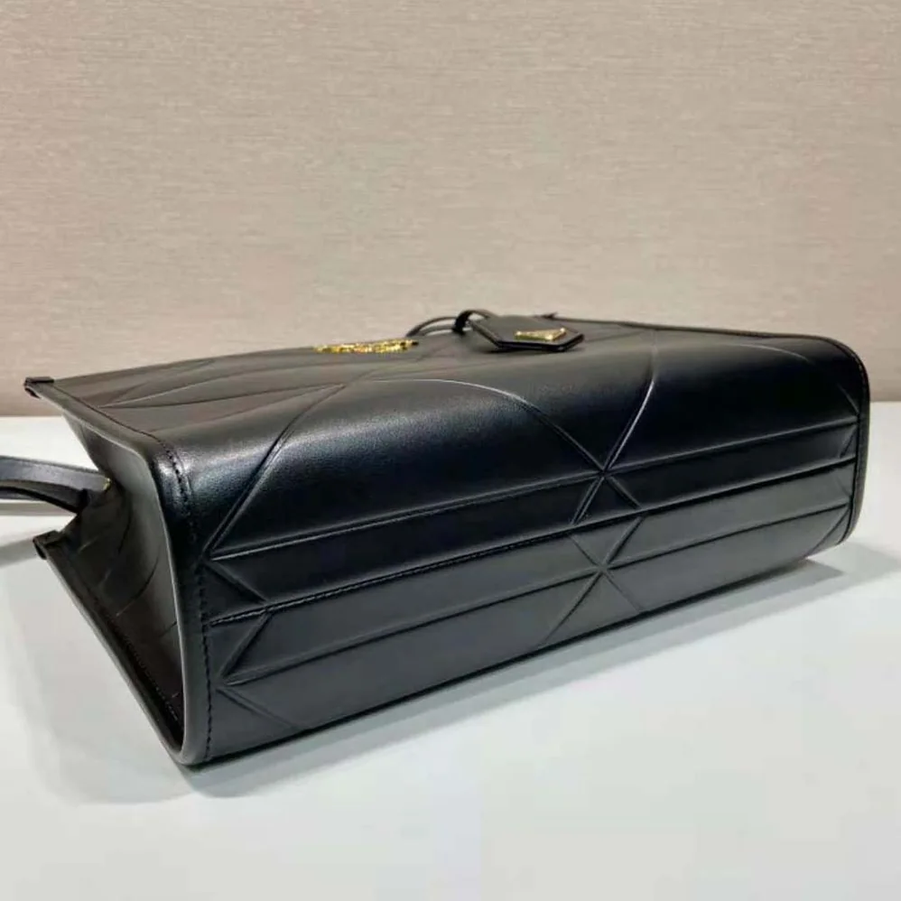Prada Mini Prada Symbole Leather Bag with Stitching for Women in Black