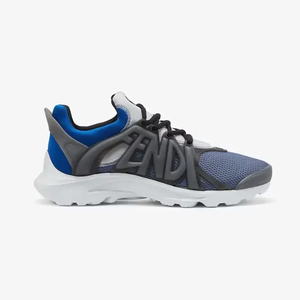 Fendi Tag Sneakers Blue Technical Mesh Running Sneakers for Men Fendi Tag Sneakers Blue Technical Mesh Running Sneakers for Men