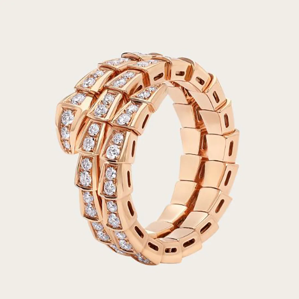 Bvlgari Serpenti Viper Two-coil 18 KT Rose Gold Ring for Women