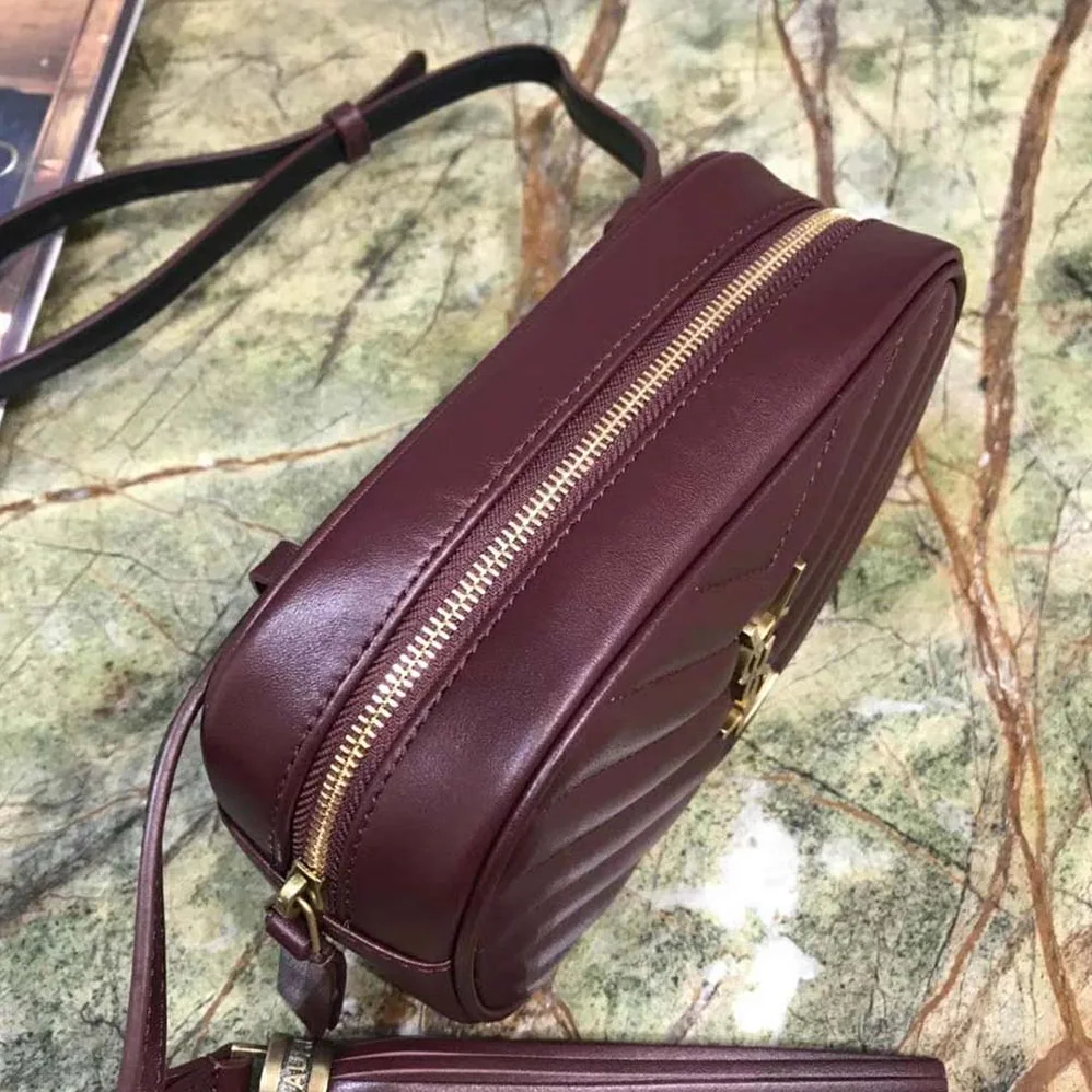 Saint Laurent YSL Lou Camera Bag Matelasse Leather for Women in Maroon