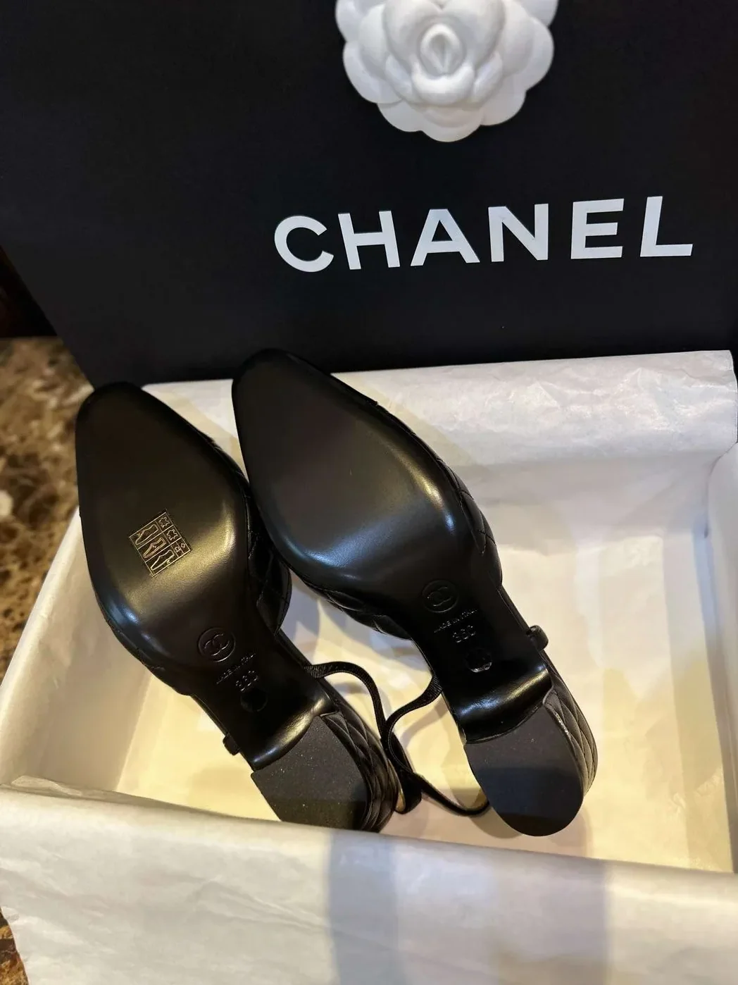 Chanel Patent Slingback Pumps Black Chanel Patent Slingback Pumps Black