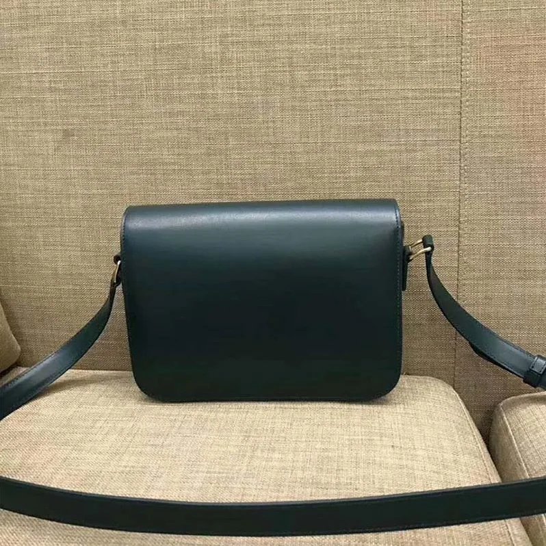 Celine Medium Triomphe Bag In Shiny Calfskin for Women in Green Celine Medium Triomphe Bag In Shiny Calfskin for Women in Green