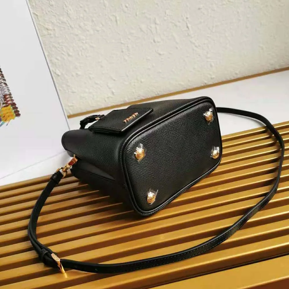 Prada Small Saffiano Leather Prada Panier Bag for Women in Black Prada Small Saffiano Leather Prada Panier Bag for Women in Black