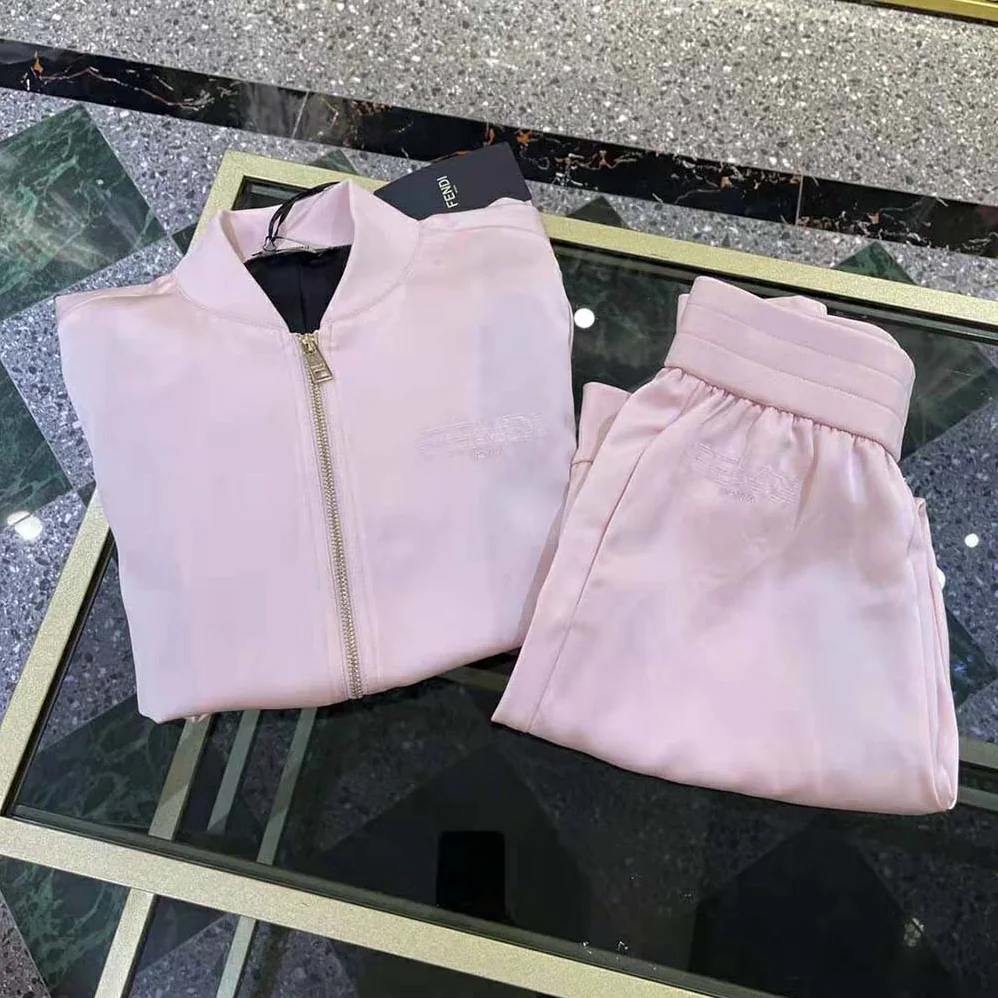 Fendi Jumpsuit Pink Satin Sweatshirt and Pants for Women Fendi Jumpsuit Pink Satin Sweatshirt and Pants for Women