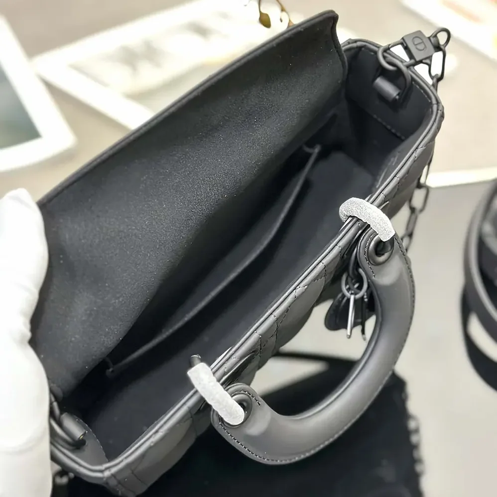 Dior Small Lady D-Joy Bag Ultramatte Black Cannage Calfskin for Women
