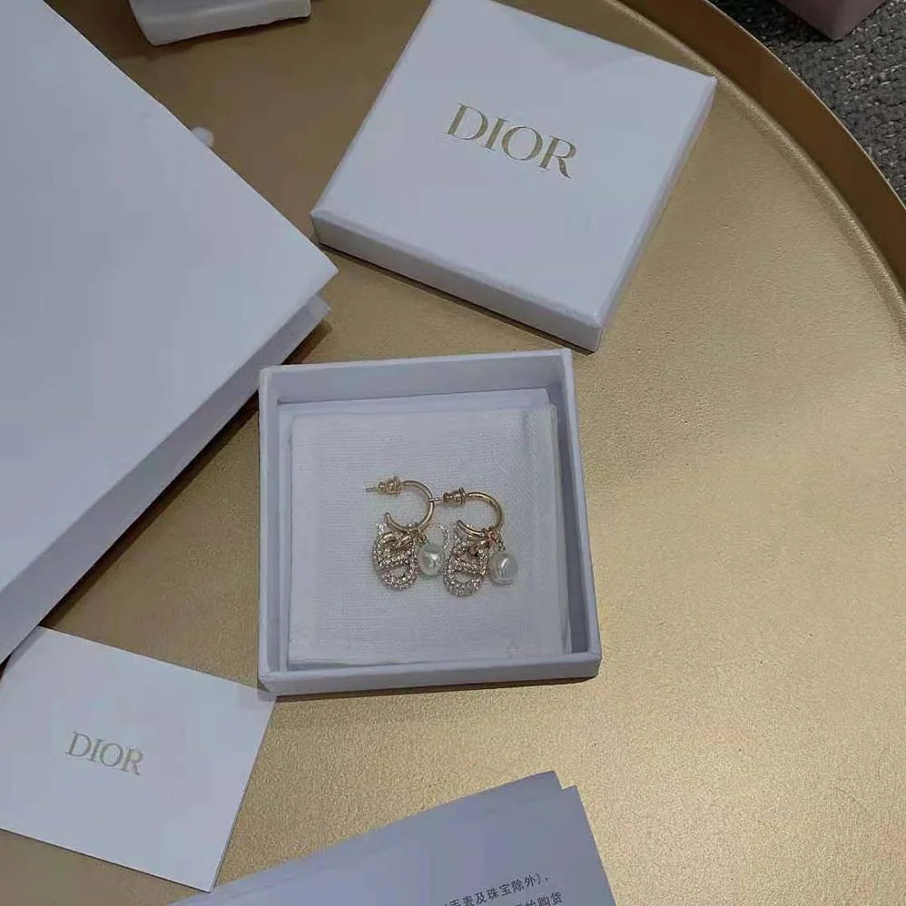 Dior CD Navy Earrings Gold for Women in Finish Metal Dior CD Navy Earrings Gold for Women in Finish Metal