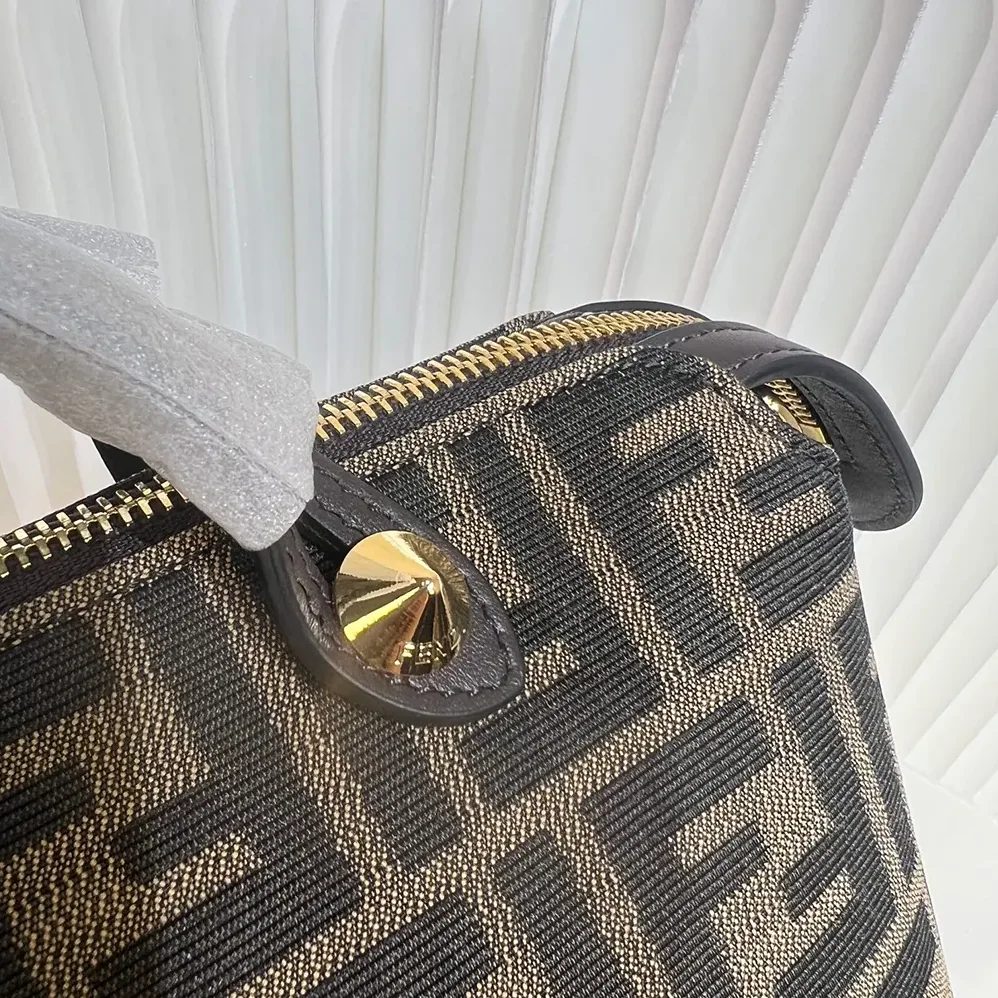Fendi By The Way Soft Medium Brown FF Jacquard Fabric Bag for Unisex