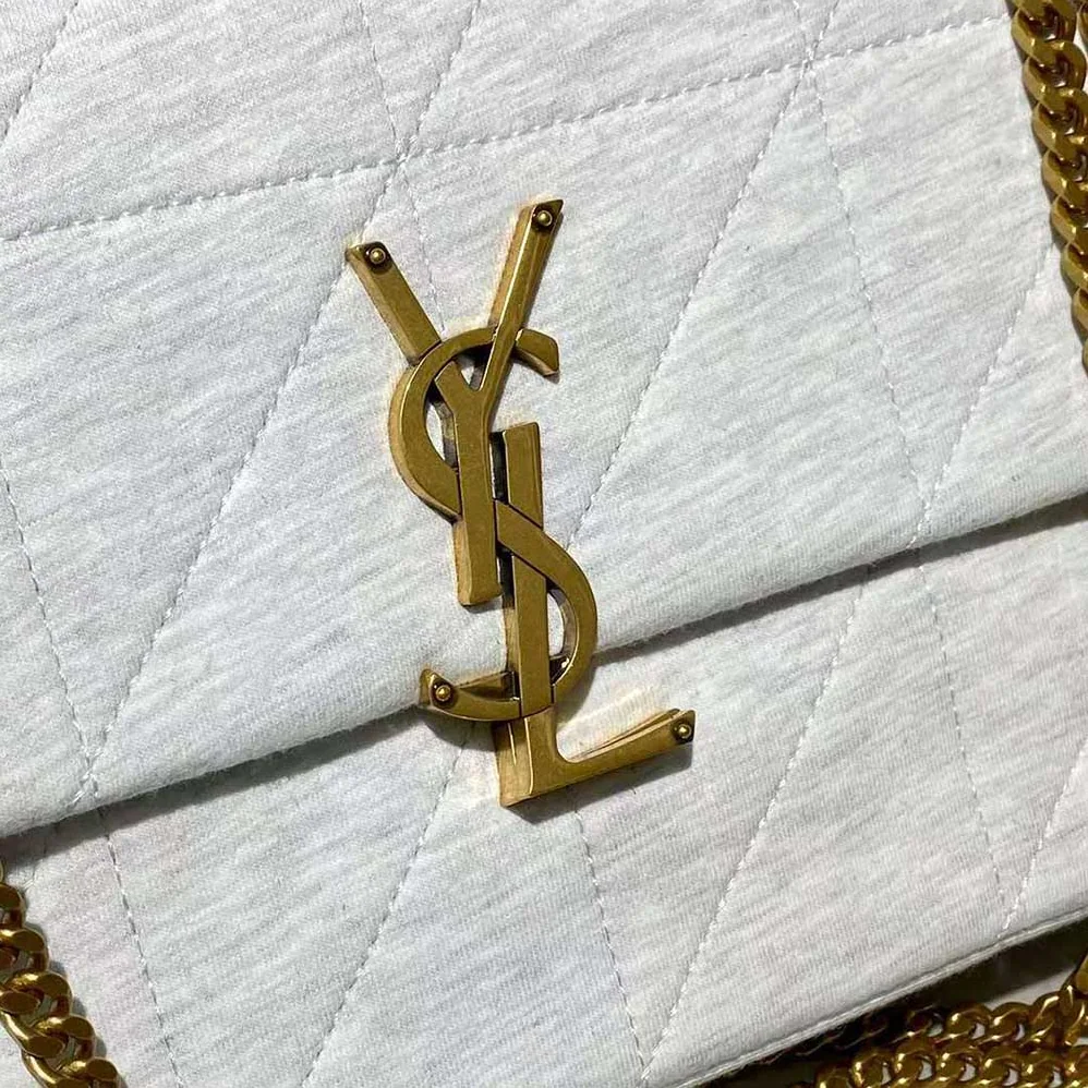 Saint Laurent YSL Jamie Medium Carre Rive Gauche in Jersey for Women in White Saint Laurent YSL Jamie Medium Carre Rive Gauche in Jersey for Women in White