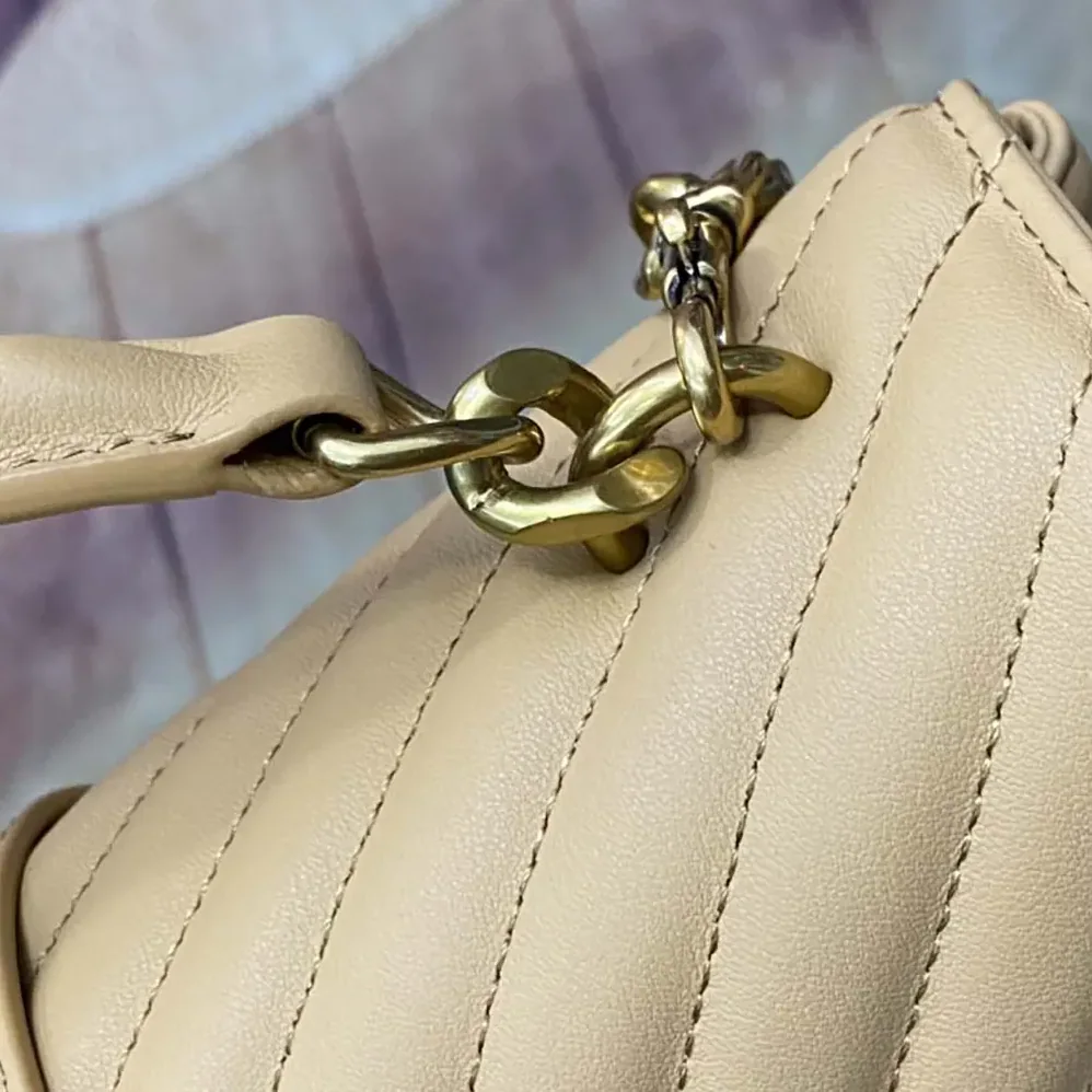 Saint Laurent YSL College Medium in Quilted Leather for Women in Beige Saint Laurent YSL College Medium in Quilted Leather for Women in Beige