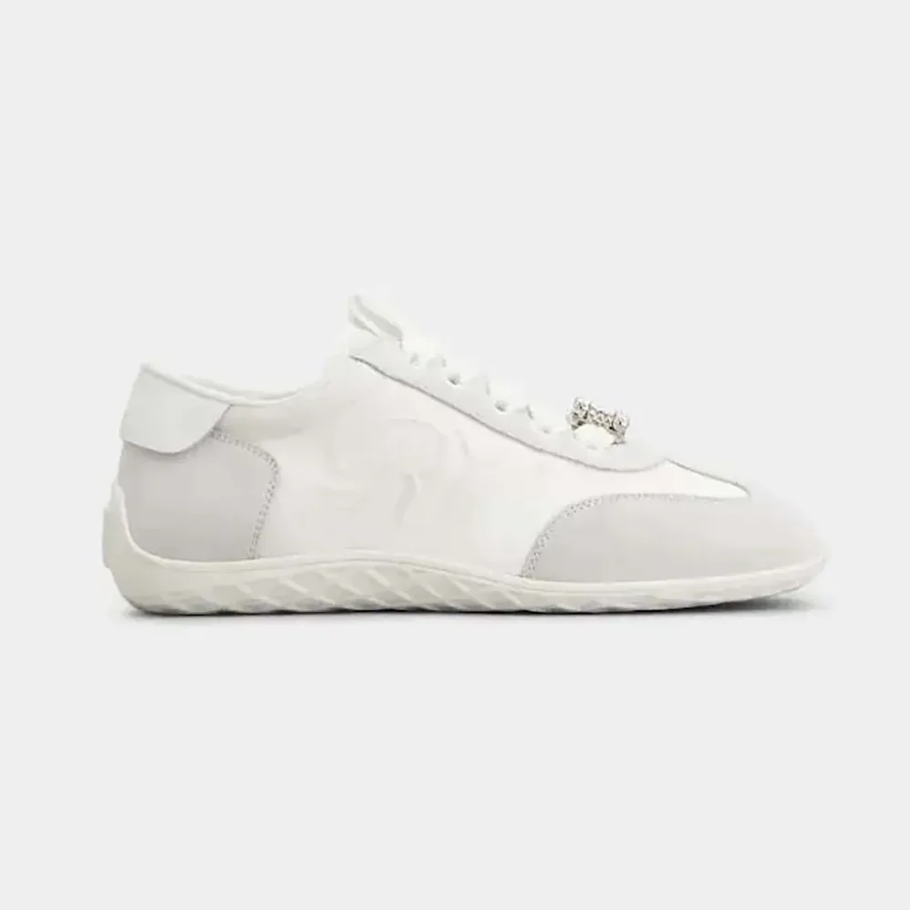 Roger Vivier Viv Low Sneakers in Suede for Women in White Roger Vivier Viv Low Sneakers in Suede for Women in White